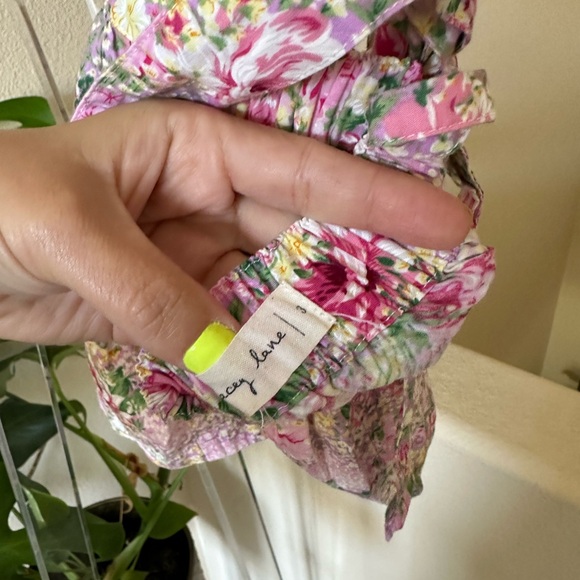 VGUC Beautiful Handmade Lacey Lane Floral Pinafore - Picture 2 of 4